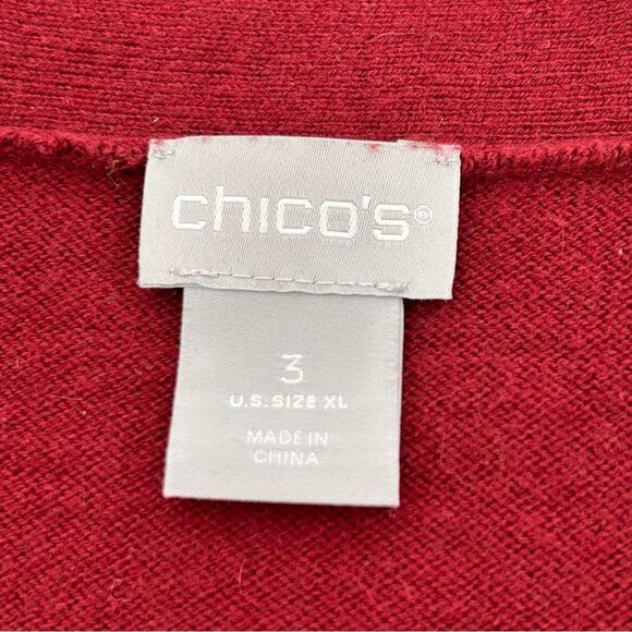Chicos brick red vneck long tunic length sweater size xlarge - Picture 5 of 6